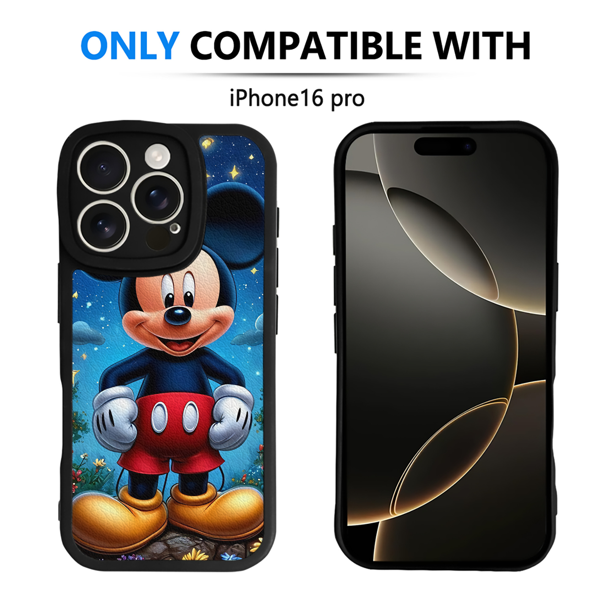 （画像用） ミッキーマウス Mickey Mouse 【iPhone 16シリーズ対応】シリコンスマホケース（レザー調） 材質：シリコン